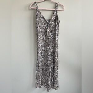 Heartloom Milo Cheetah Print Asymmetrical Button Front V-Neck Midi Dress